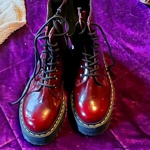 Dr Martens Jadon Combat Boots Burgundy Cherry Red